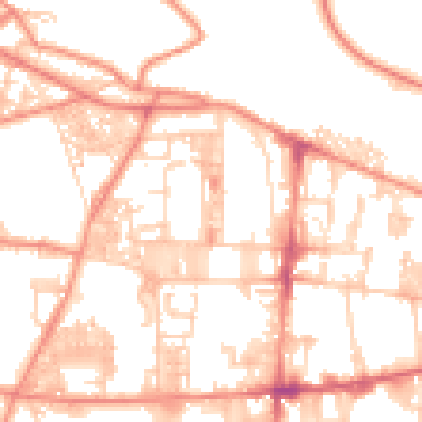 Daytime road noise heatmap for HX1 4RH
