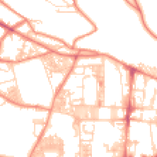 Daytime road noise heatmap for HX1 4RR