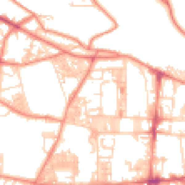 Daytime road noise heatmap for HX1 4RS