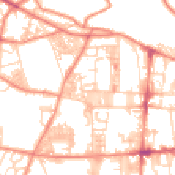 Daytime road noise heatmap for HX1 4RT