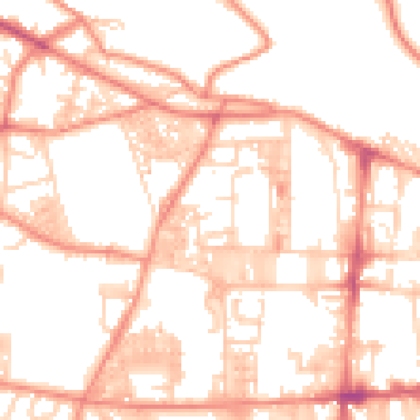 Daytime road noise heatmap for HX1 4RU