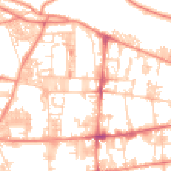 Daytime road noise heatmap for HX1 4RX