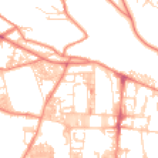 Daytime road noise heatmap for HX1 4RZ