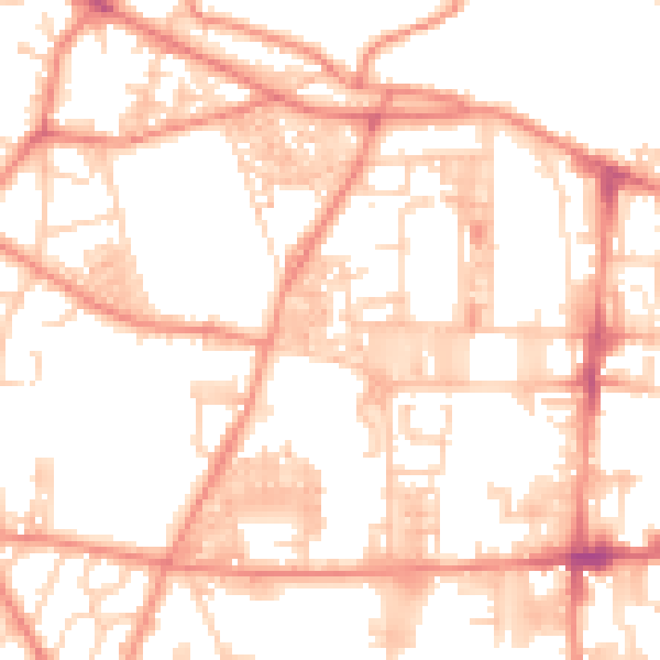 Daytime road noise heatmap for HX1 4SA