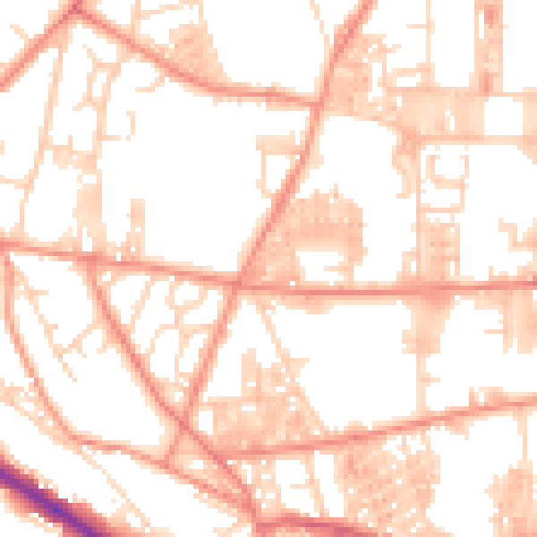 Daytime road noise heatmap for HX1 4TF