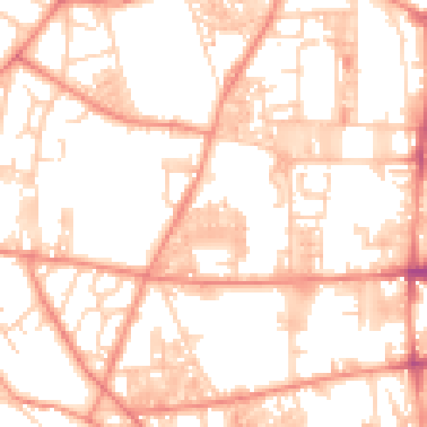 Daytime road noise heatmap for HX1 4TH