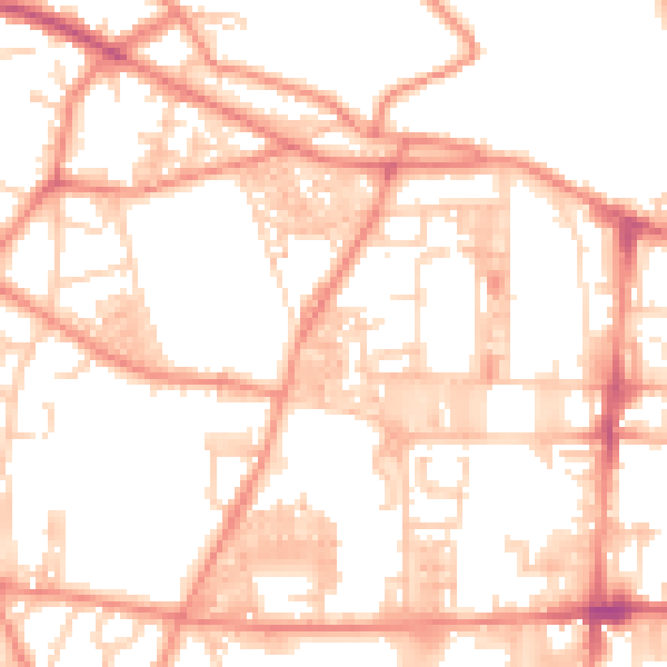Daytime road noise heatmap for HX1 4TR