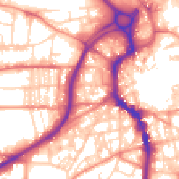 Daytime road noise heatmap for HX1 5AG