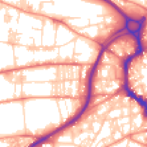 Daytime road noise heatmap for HX1 5DG