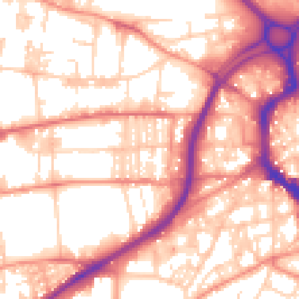 Daytime road noise heatmap for HX1 5DU