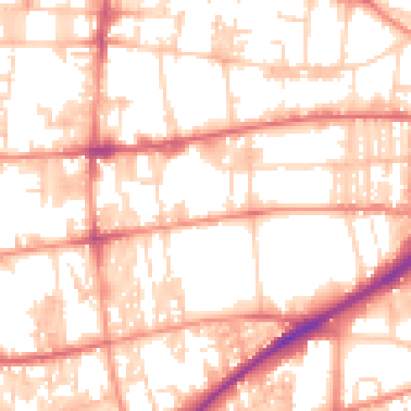 Daytime road noise heatmap for HX1 5EQ
