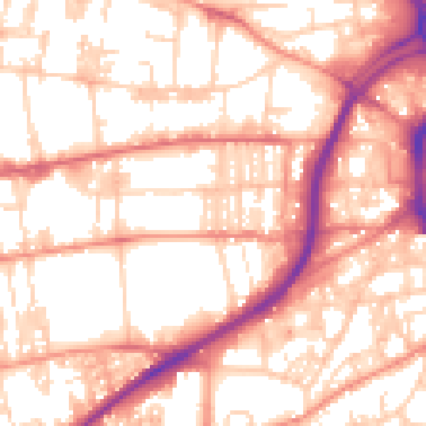 Daytime road noise heatmap for HX1 5EW