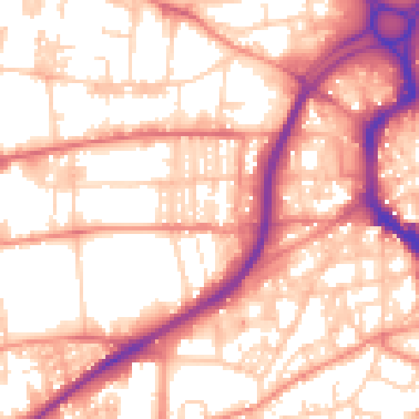 Daytime road noise heatmap for HX1 5EX