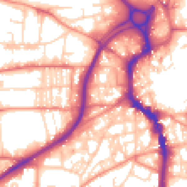 Daytime road noise heatmap for HX1 5HJ
