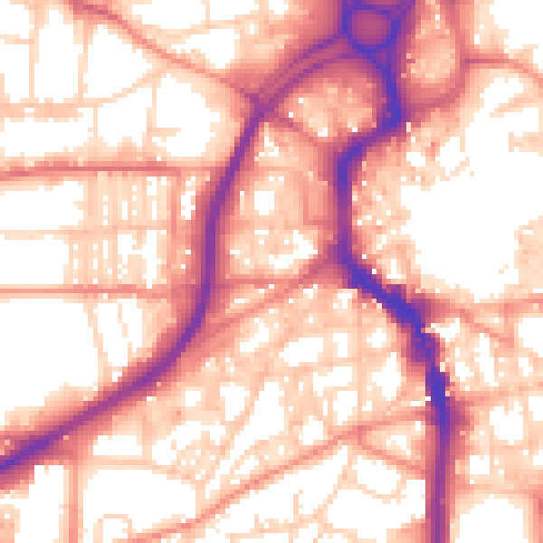 Daytime road noise heatmap for HX1 5HW