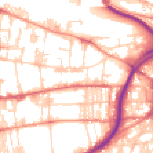 Daytime road noise heatmap for HX1 5LL