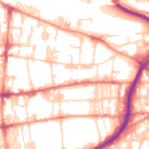 Daytime road noise heatmap for HX1 5LQ
