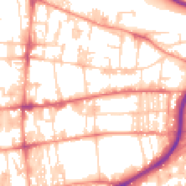 Daytime road noise heatmap for HX1 5NA