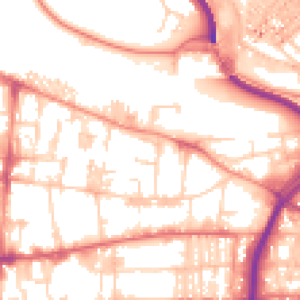 Daytime road noise heatmap for HX1 5NP