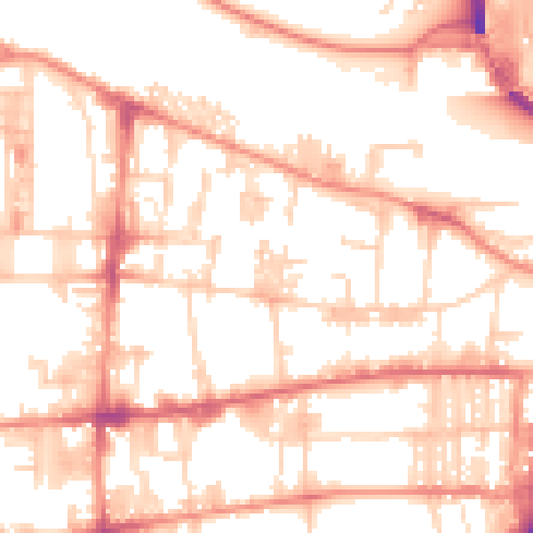 Daytime road noise heatmap for HX1 5PB