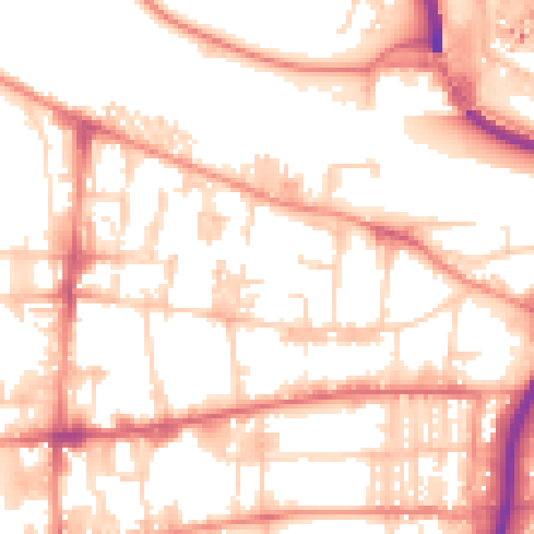 Daytime road noise heatmap for HX1 5PN