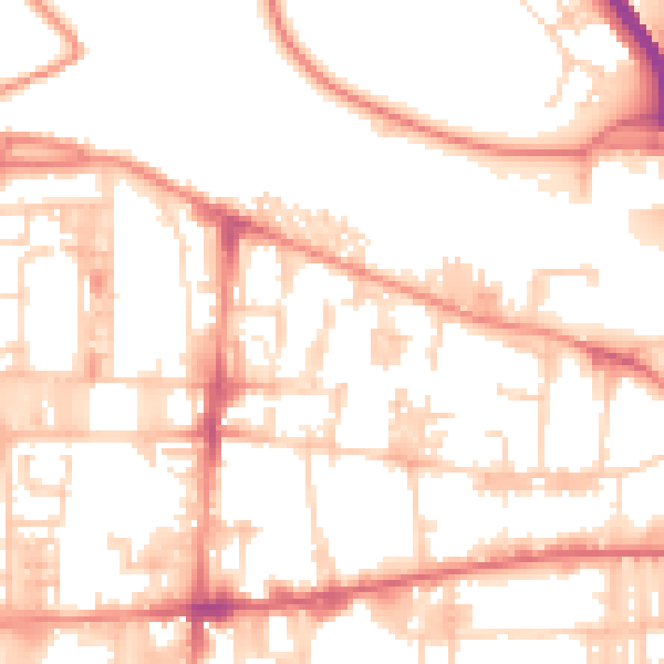 Daytime road noise heatmap for HX1 5PW