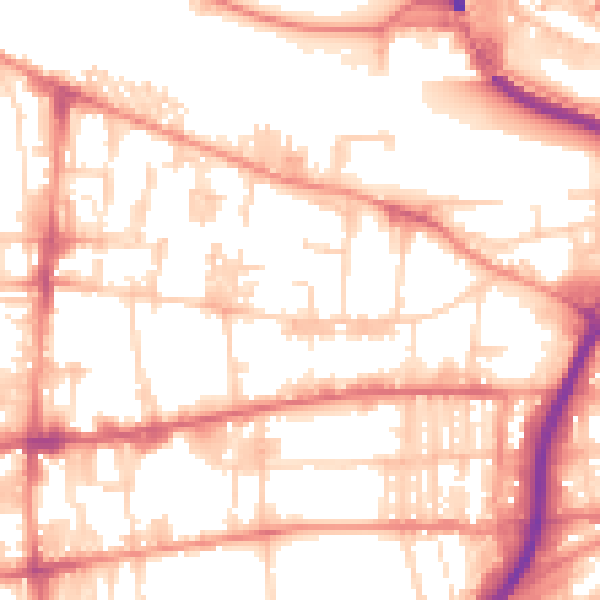 Daytime road noise heatmap for HX1 5QF