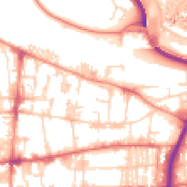 Daytime road noise heatmap for HX1 5QR