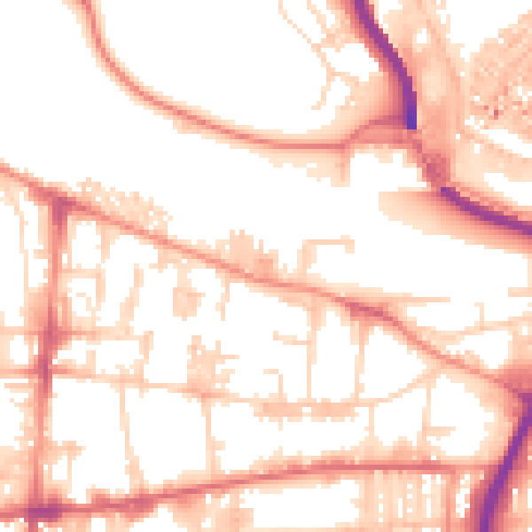 Daytime road noise heatmap for HX1 5RE
