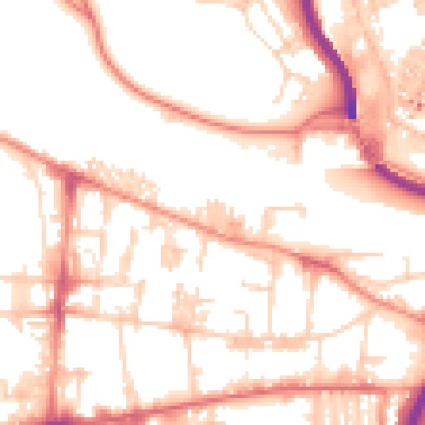 Daytime road noise heatmap for HX1 5RG