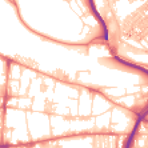 Daytime road noise heatmap for HX1 5RS
