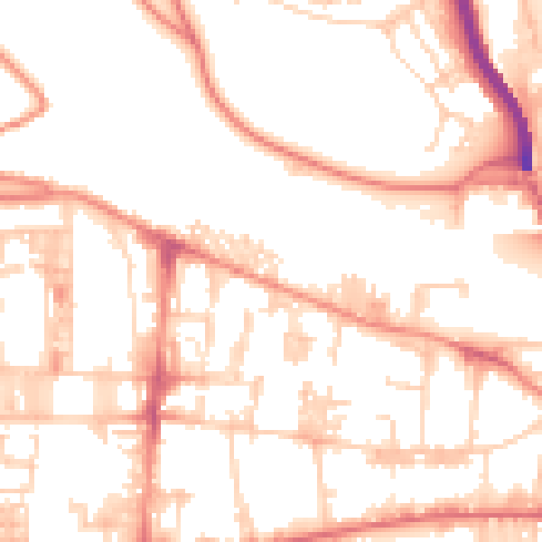 Daytime road noise heatmap for HX1 5RZ