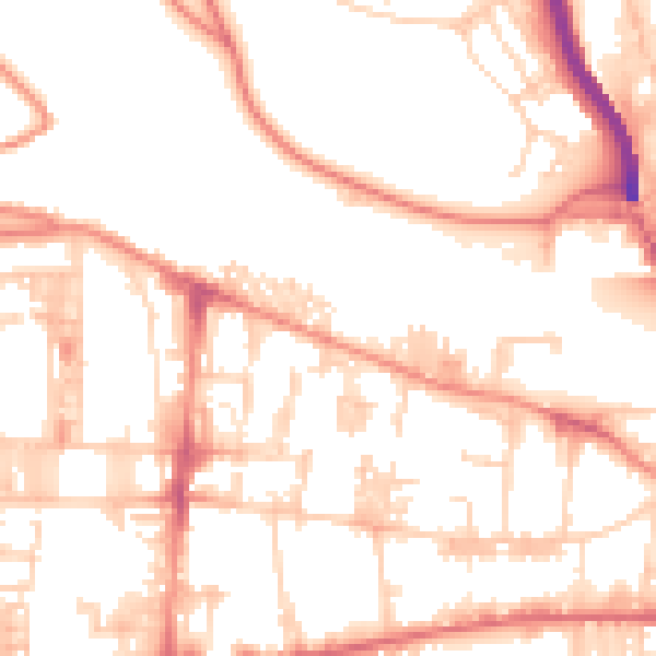Daytime road noise heatmap for HX1 5SA