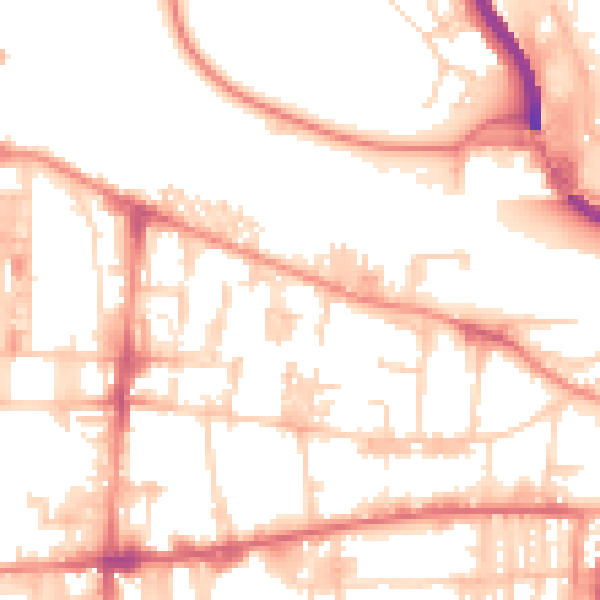 Daytime road noise heatmap for HX1 5SD