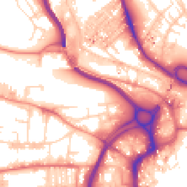 Daytime road noise heatmap for HX1 5TS