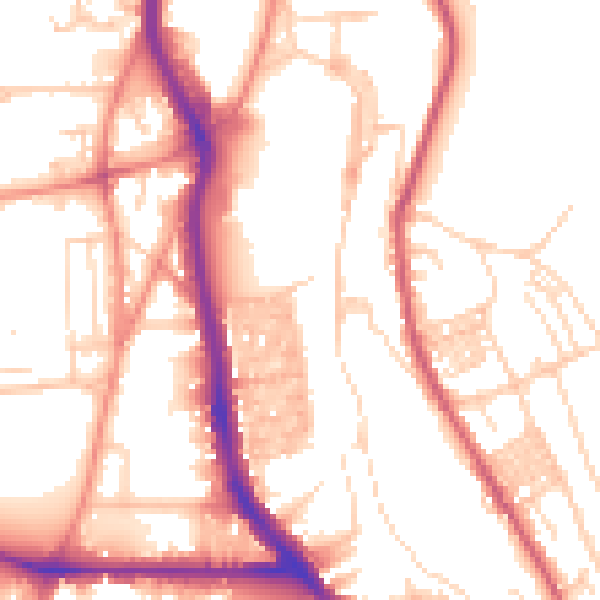 Daytime road noise heatmap for HX3 0DE