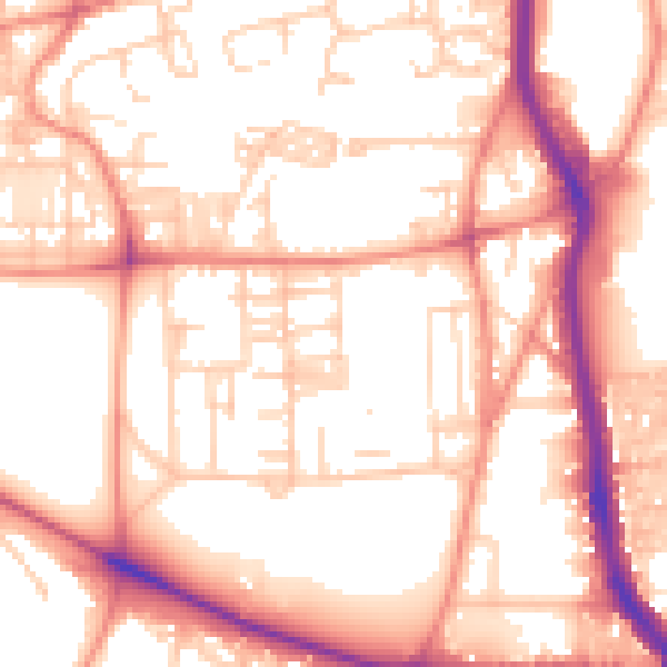 Daytime road noise heatmap for HX3 0DJ