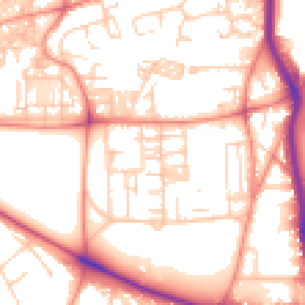 Daytime road noise heatmap for HX3 0DP