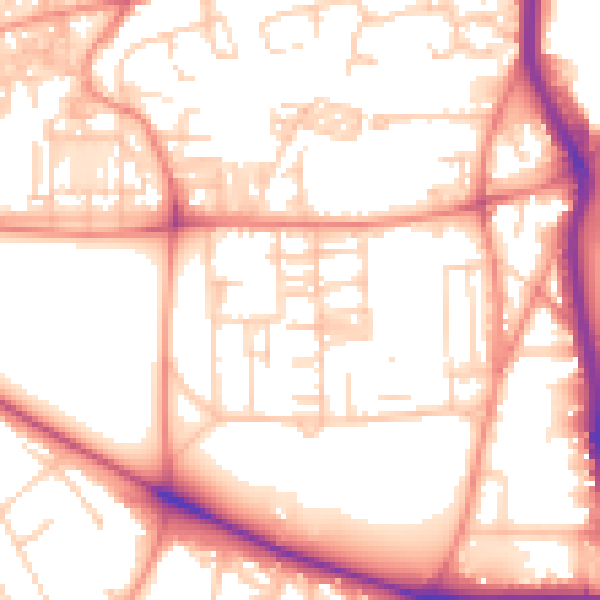 Daytime road noise heatmap for HX3 0DS