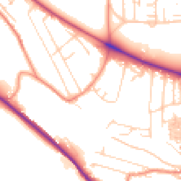 Daytime road noise heatmap for HX3 0JE