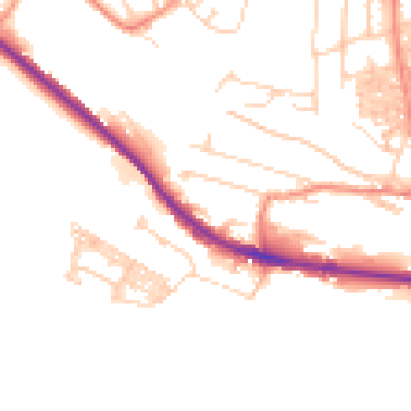 Daytime road noise heatmap for HX3 0TZ