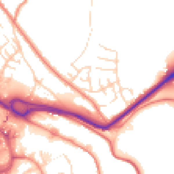 Daytime road noise heatmap for HX3 6AZ