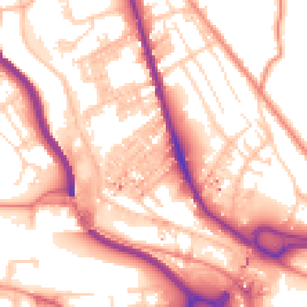 Daytime road noise heatmap for HX3 6EG