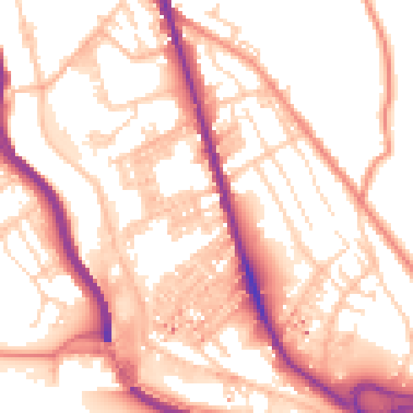 Daytime road noise heatmap for HX3 6LN