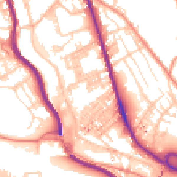 Daytime road noise heatmap for HX3 6LX