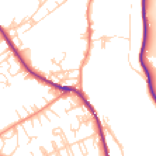 Daytime road noise heatmap for HX3 6QZ
