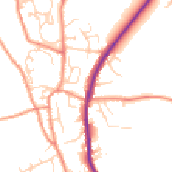 Daytime road noise heatmap for HX3 7HA