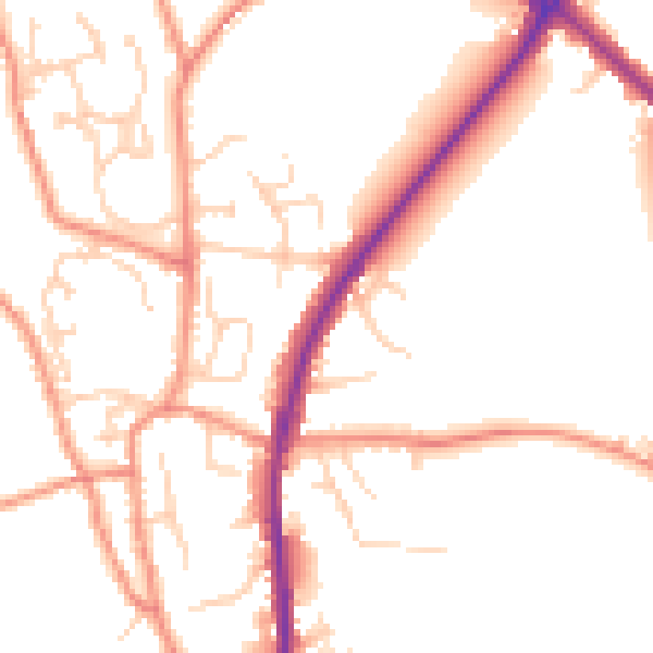 Daytime road noise heatmap for HX3 7HT