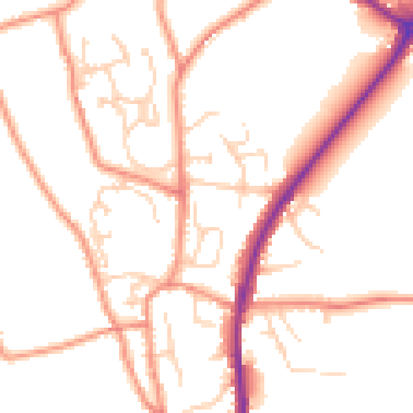 Daytime road noise heatmap for HX3 7JS