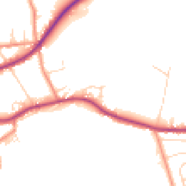 Daytime road noise heatmap for HX3 8FP